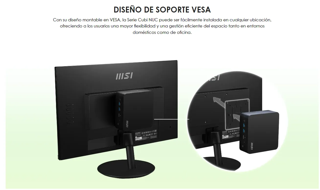 Diseño de soporte VESA en los nuevos MSI CUBI NUC 2025